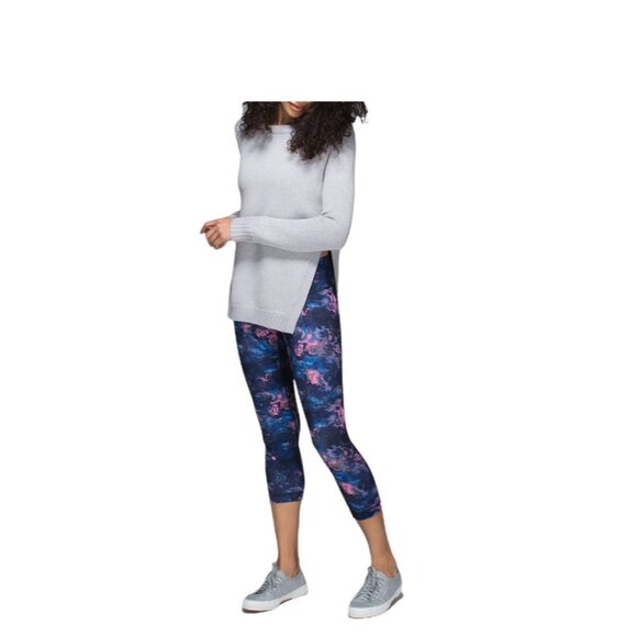 lululemon athletica Pants - Lululemon Wunder Under Crop ll Moody Mirage Bark Berry Deep Navy Size 6 Workout